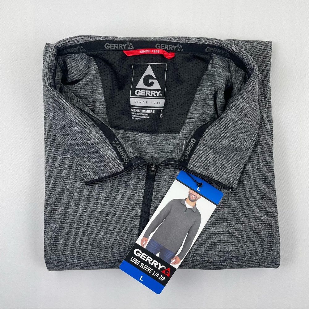 Gerry Mens Quarter Zip Long Sleeve Pullover Comfort Stretch, Gray Size Large NWT - Picture 11 of 11